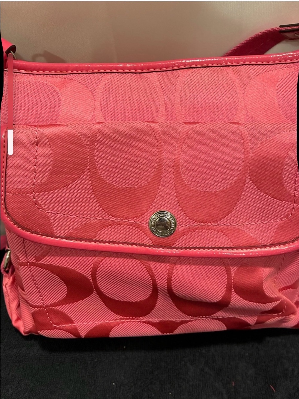 Coach Pink Signature Jacquard Crossbody Bag with Adjustable Strap - Picture 4 of 7